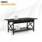 2-Tier Rectangular Coffee Table with Large Storage Shelf and Metal Frame for Living Room